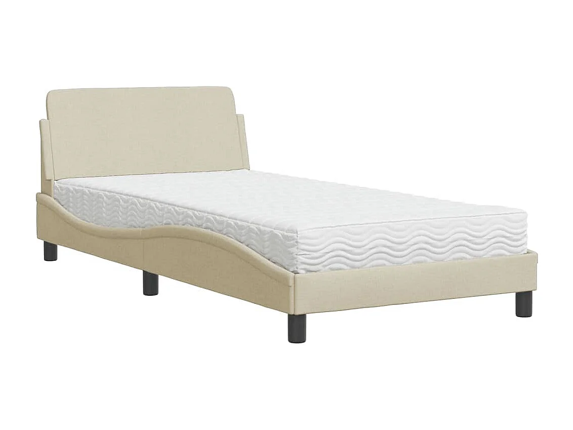 Letto con materasso color crema 100x200 cm in tessuto