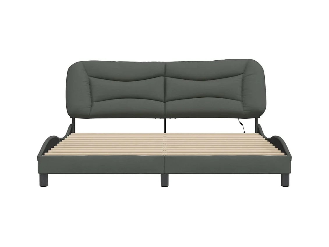 Struttura letto con LED senza materasso tessuto grigio scuro 180x200 cm