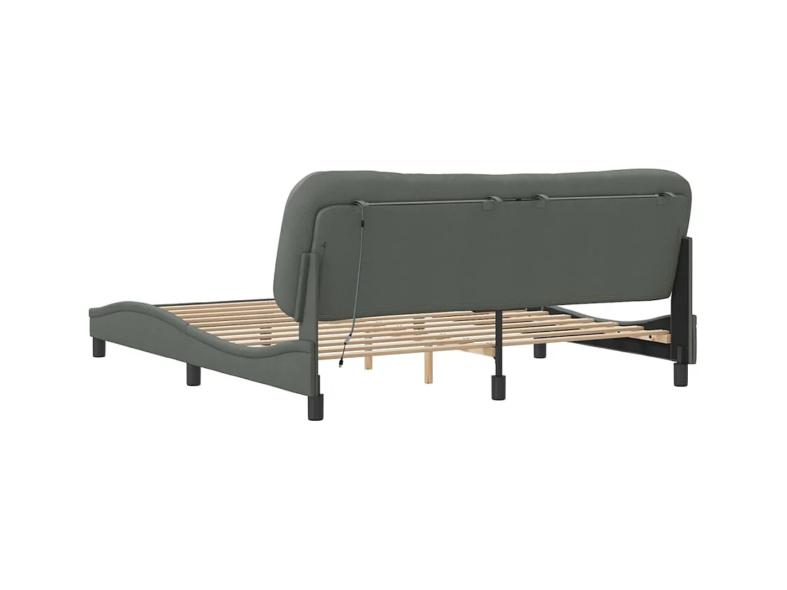 Struttura letto con LED senza materasso tessuto grigio scuro 180x200 cm
