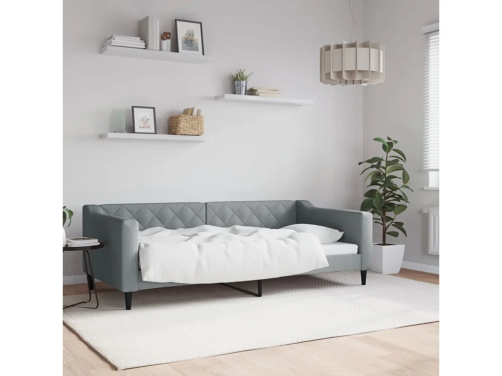 Lit de repos sans matelas gris clair 90x190 cm tissu