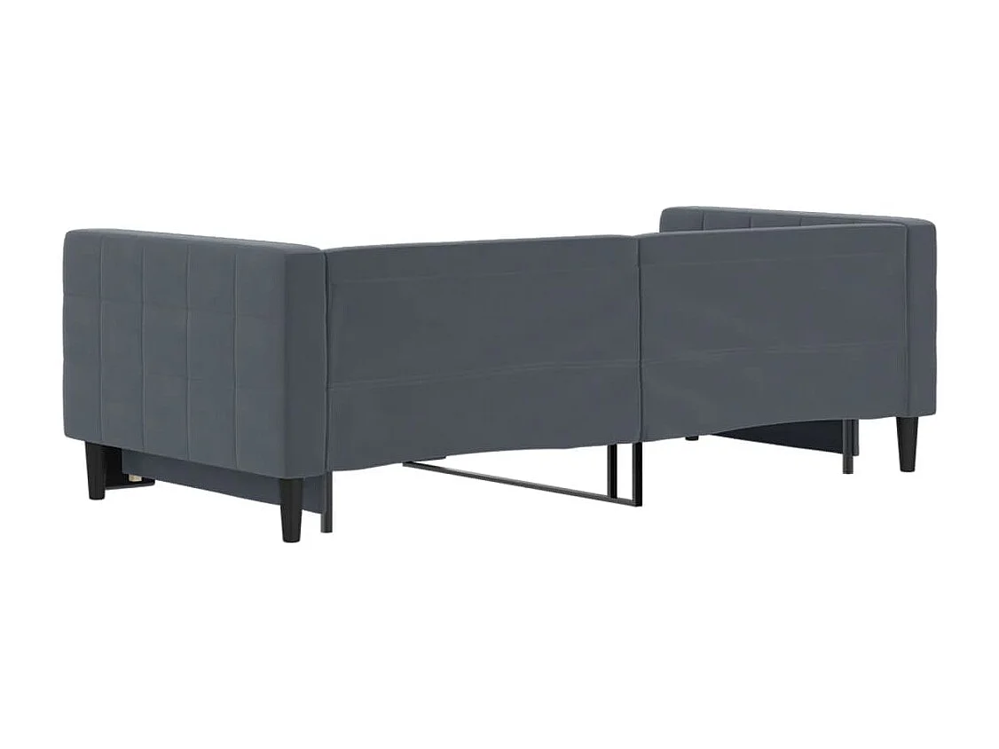 Lit de jour avec gigogne sans matelas gris foncé 90x190 cm