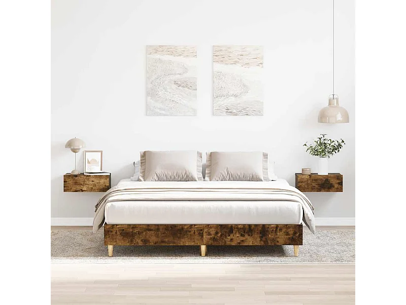 Struttura letto senza materasso rovere affumicato 150x200 cm legno ingegnerizzato