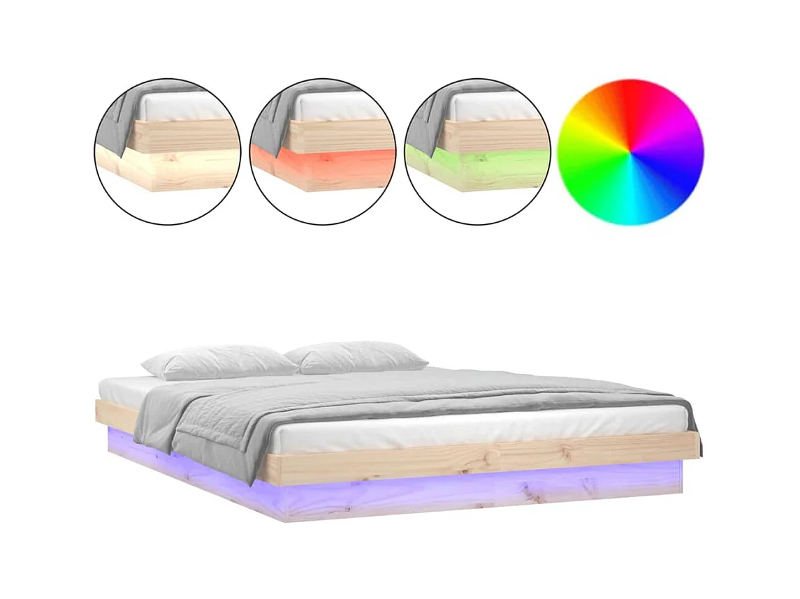 Struttura letto LED senza materasso in legno massello