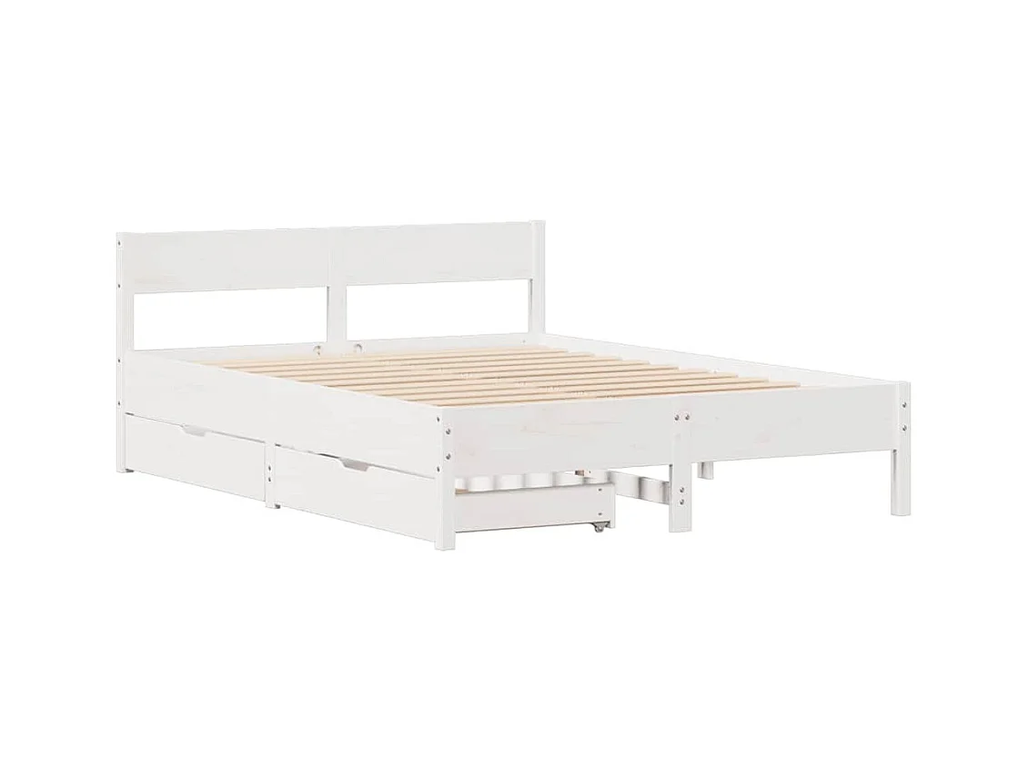 Estructura de cama sin colchón blanca 150x200 cm madera maciza de pino