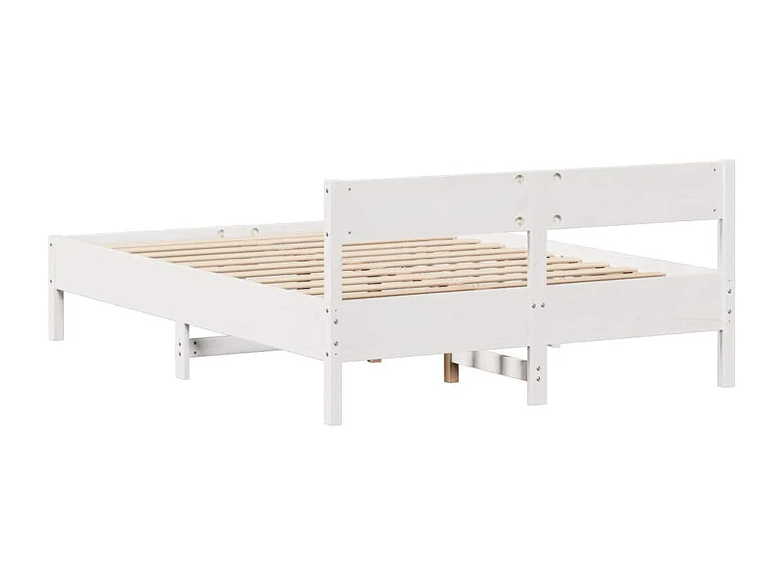 Estructura de cama sin colchón blanca 150x200 cm madera maciza de pino