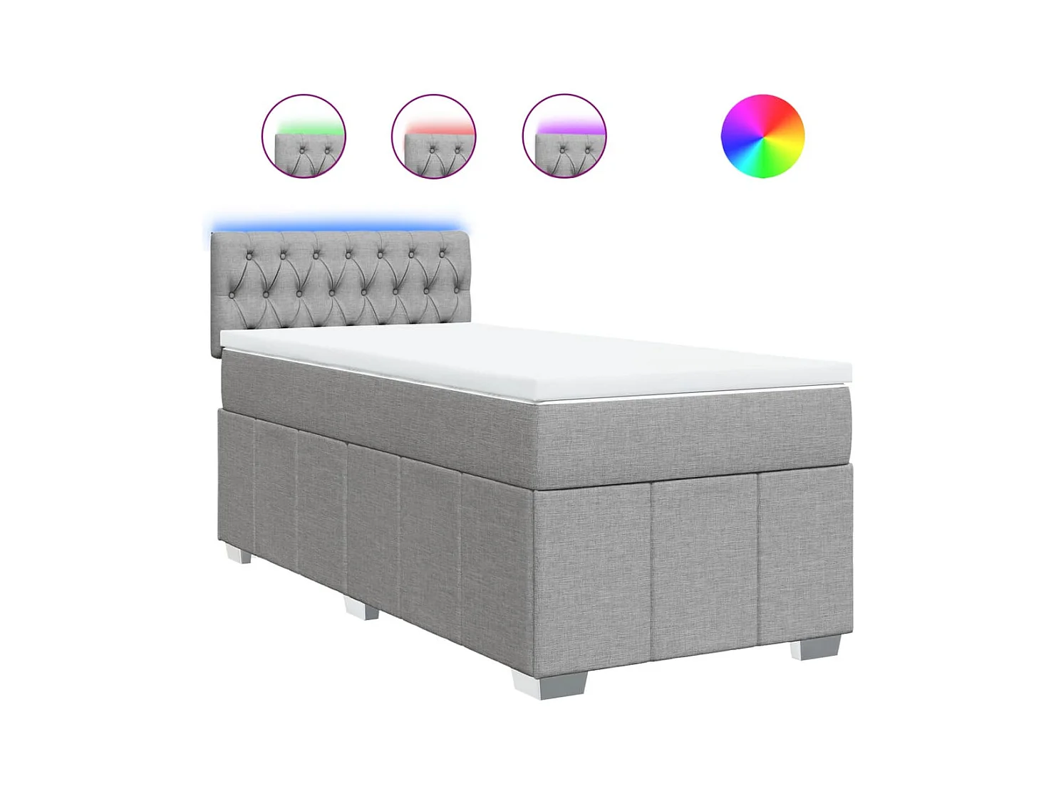 Rete a doghe e materasso Tessuto grigio chiaro 90x190 cm