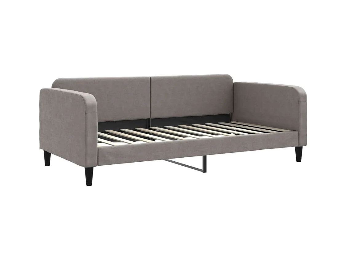 Lit de jour avec gigogne et tiroirs taupe 100x200 cm tissu