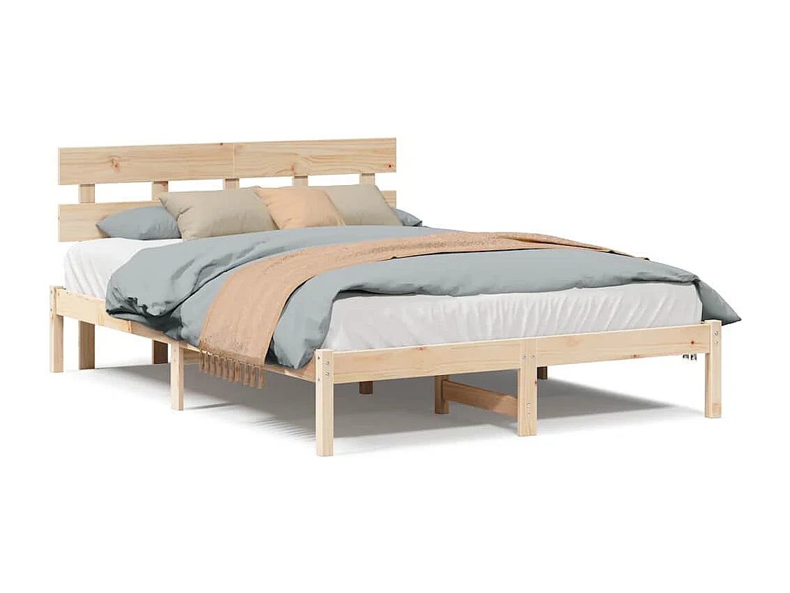 Cadre de lit Marron 140 x 200 cm Bois de pin massif