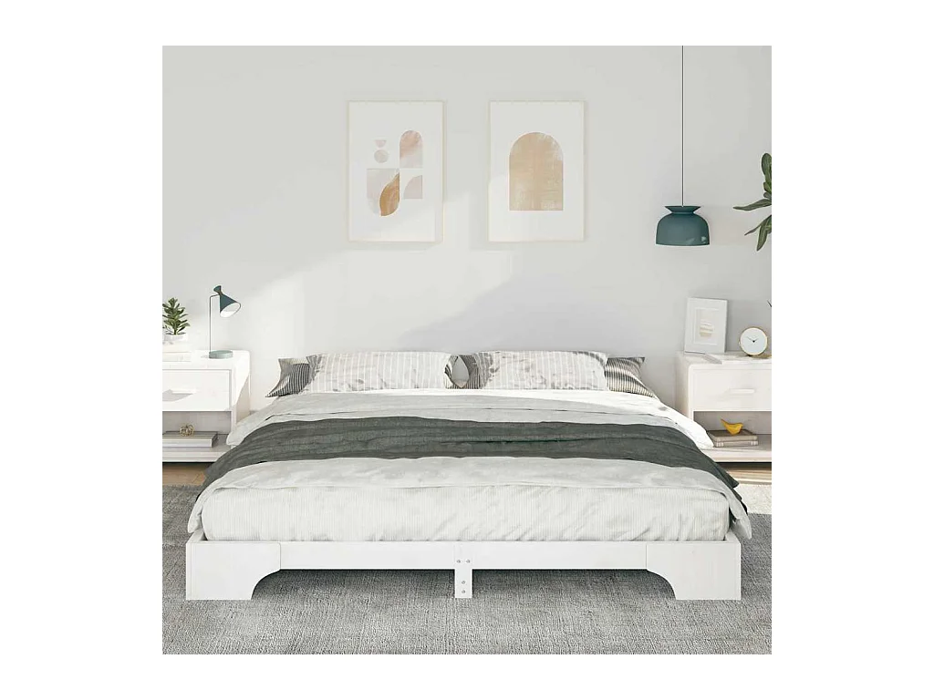 Estructura de cama elevada con almacenaje Blanco 200 x 210 cm madera