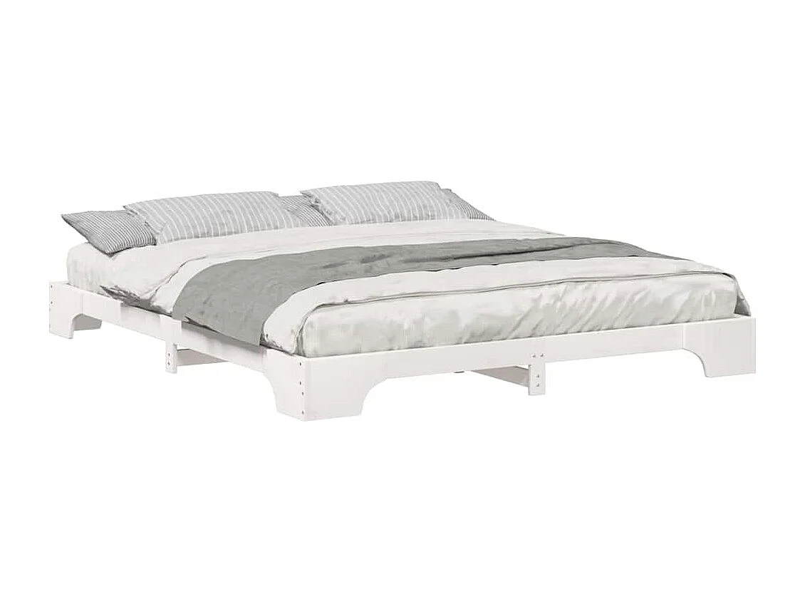 Verhoogd bedframe met opbergruimte Wit 200 x 210 cm hout