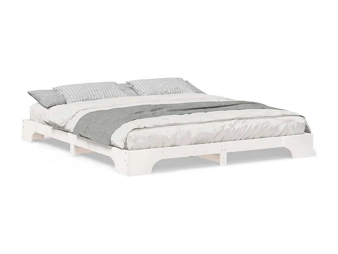 Cadre de lit surélevé avec stockage Blanc 200 x 210 cm bois