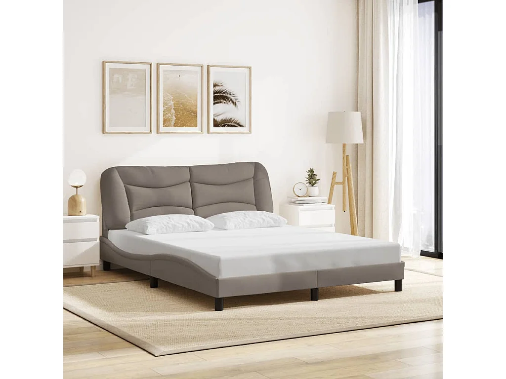 Cadre de lit avec LED sans matelas taupe 160x200 cm tissu