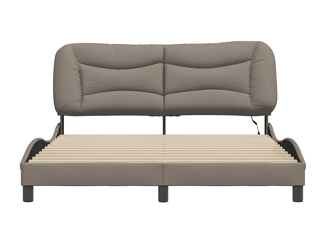 Cadre de lit avec LED sans matelas taupe 160x200 cm tissu