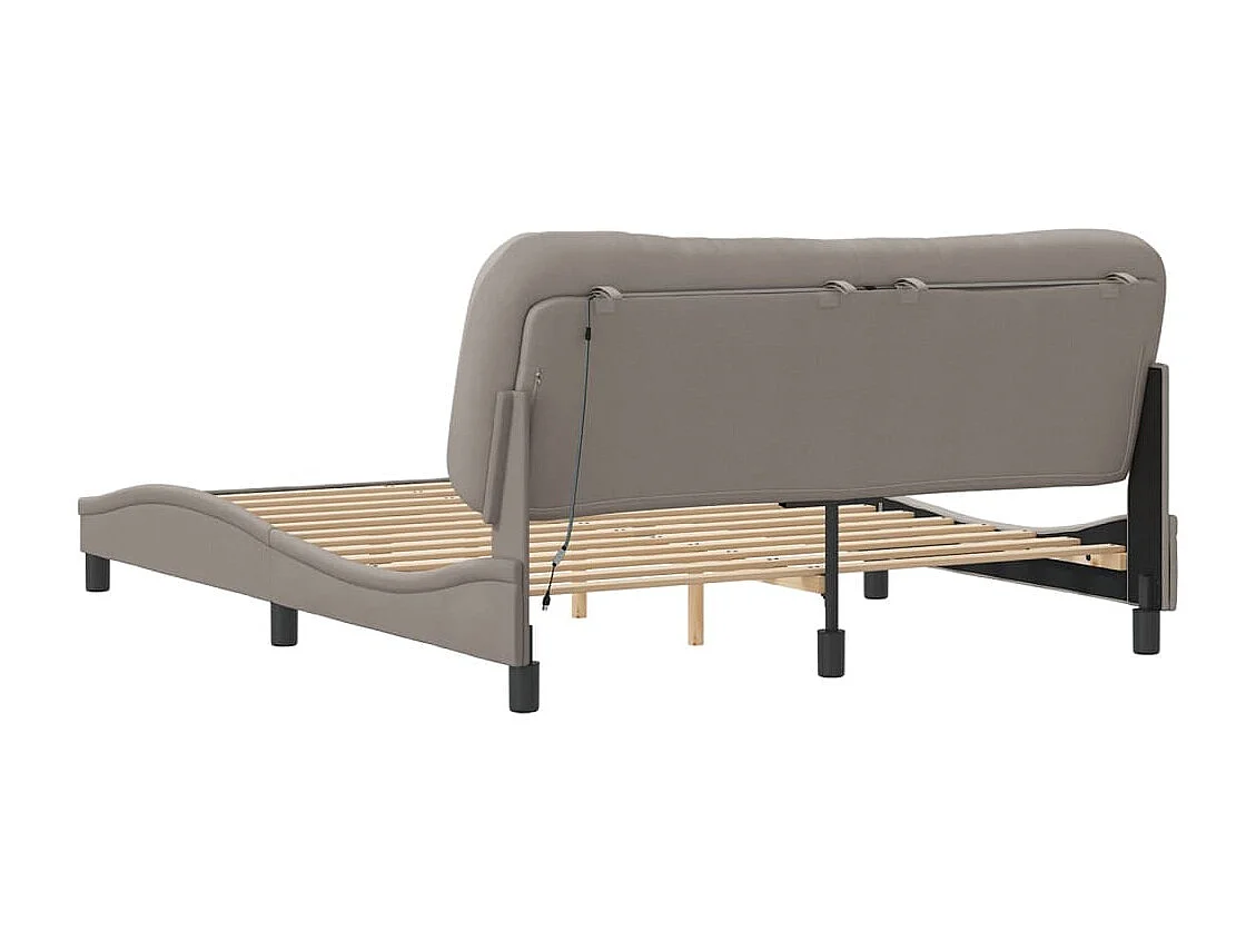 Cadre de lit avec LED sans matelas taupe 160x200 cm tissu