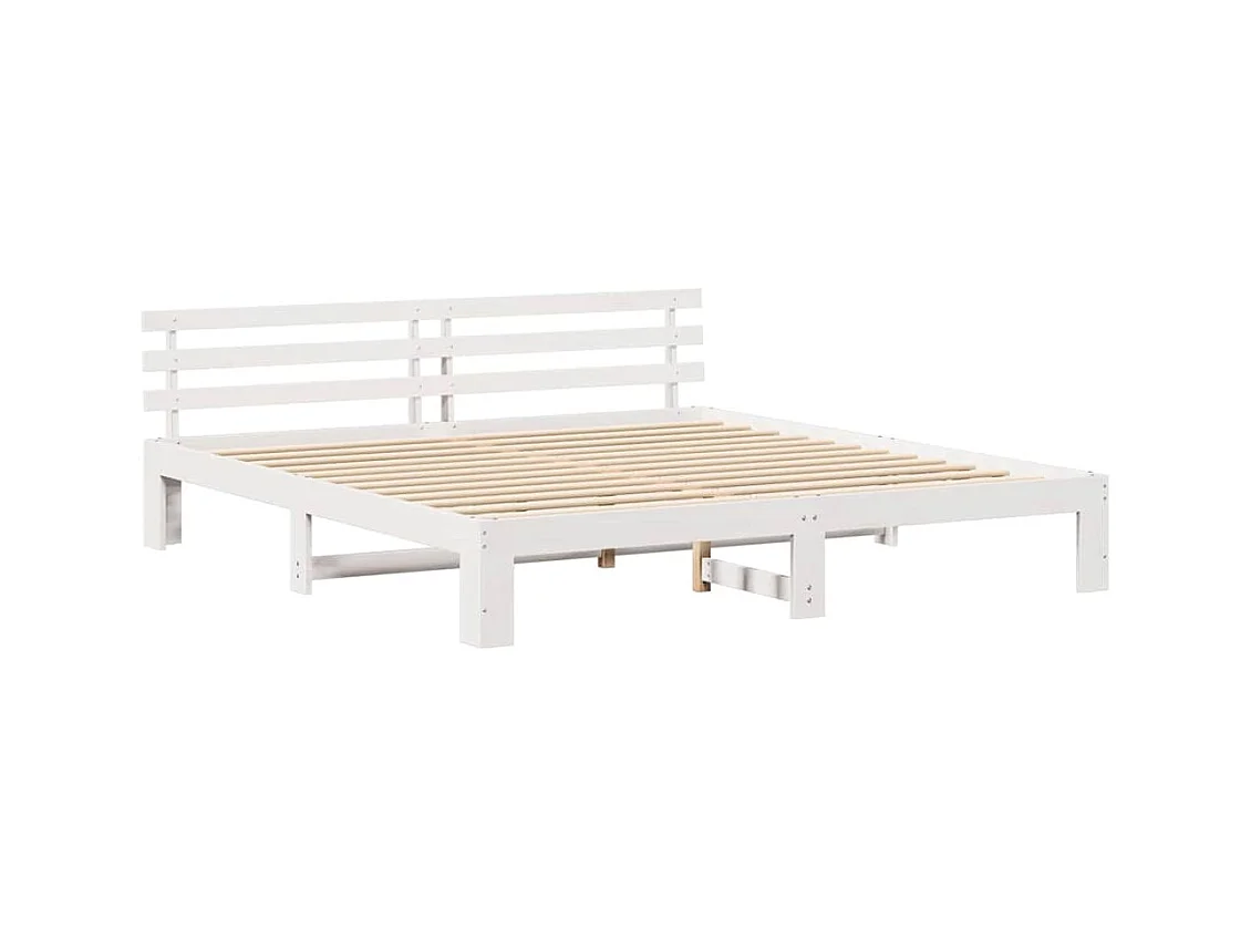Wit bedframe 180 x 200 cm Massief grenenhout