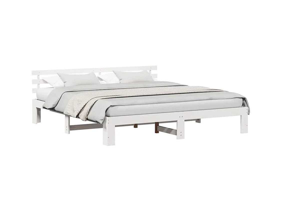 Wit bedframe 180 x 200 cm Massief grenenhout