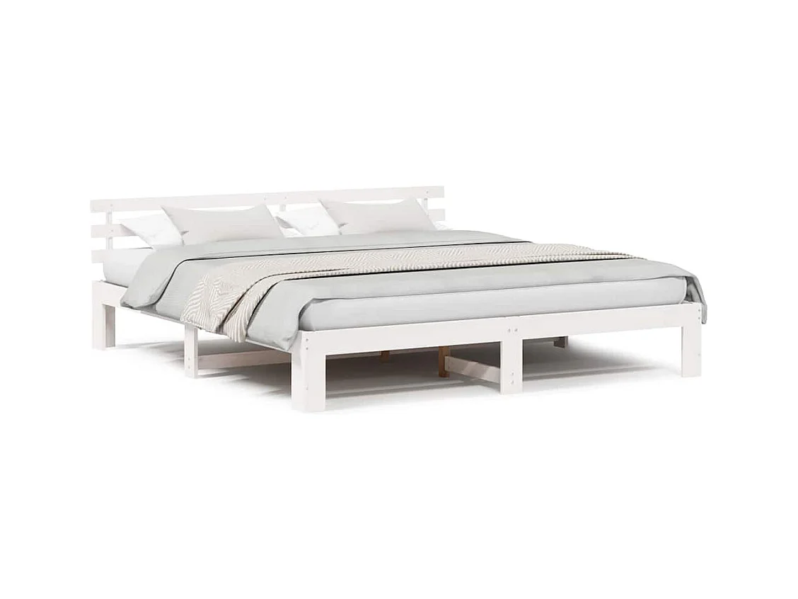 Wit bedframe 180 x 200 cm Massief grenenhout