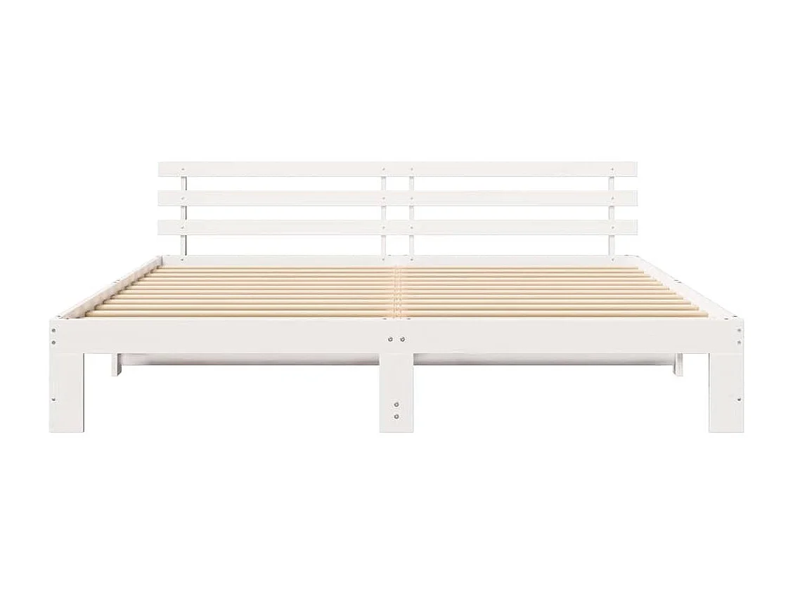 Wit bedframe 180 x 200 cm Massief grenenhout