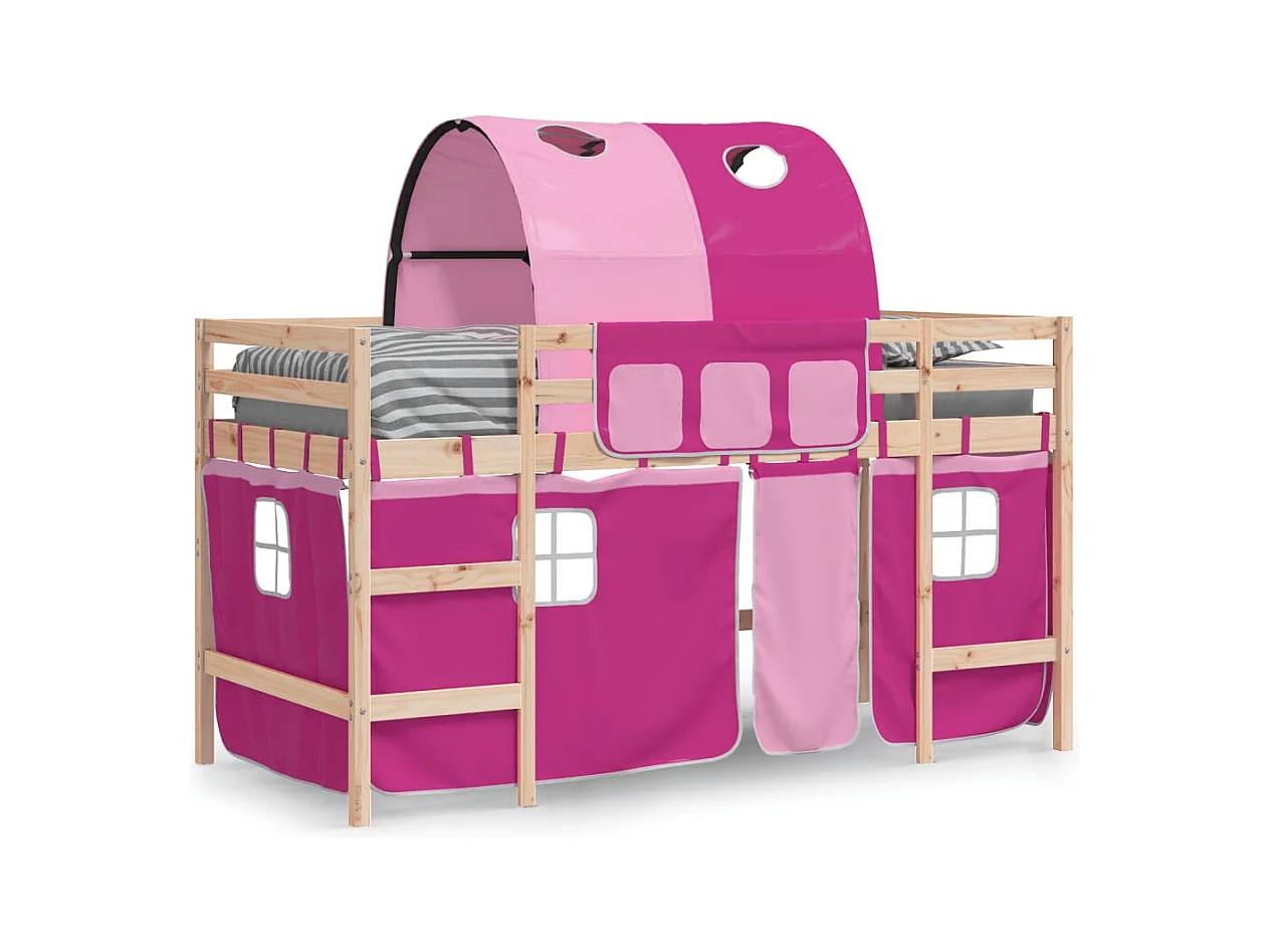 Kinderhoogslaper met tunnel zonder matras roze 90x200 cm