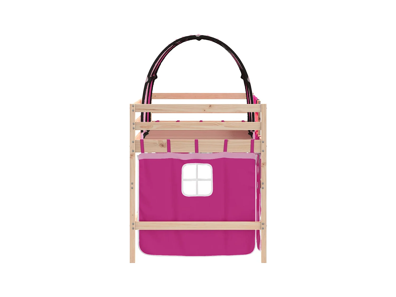 Kinderhoogslaper met tunnel zonder matras roze 90x200 cm