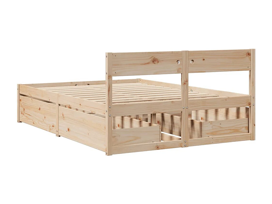 Struttura letto senza materasso 140x190 cm in legno massello di pino