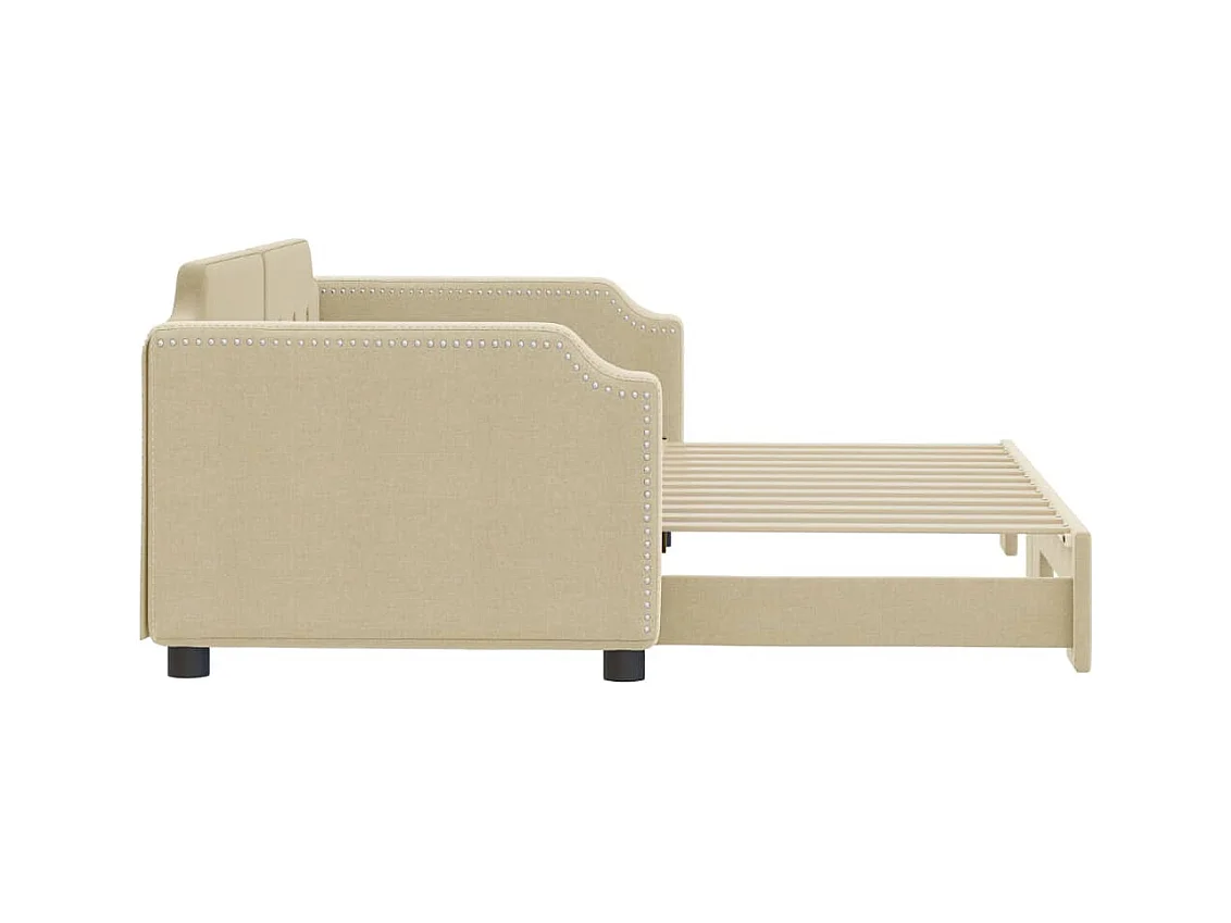 Lit de jour avec gigogne sans matelas crème 90x200 cm