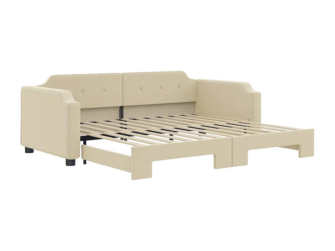 Tagesbett mit Ausziehbett ohne cremefarbene Matratze 90x200 cm