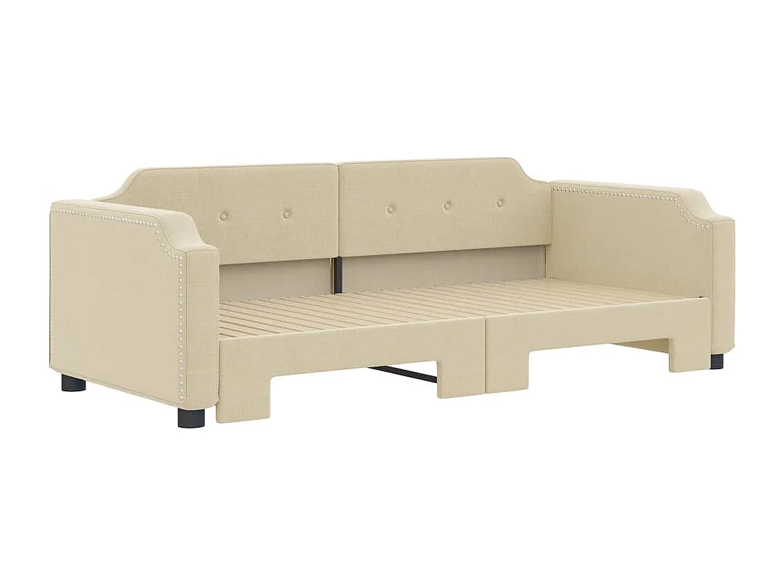 Tagesbett mit Ausziehbett ohne cremefarbene Matratze 90x200 cm