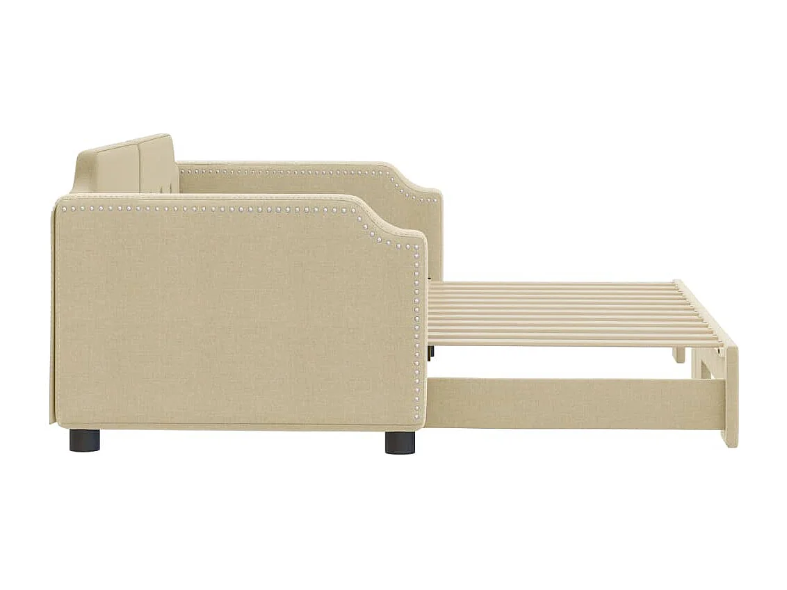 Tagesbett mit Ausziehbett ohne cremefarbene Matratze 90x200 cm