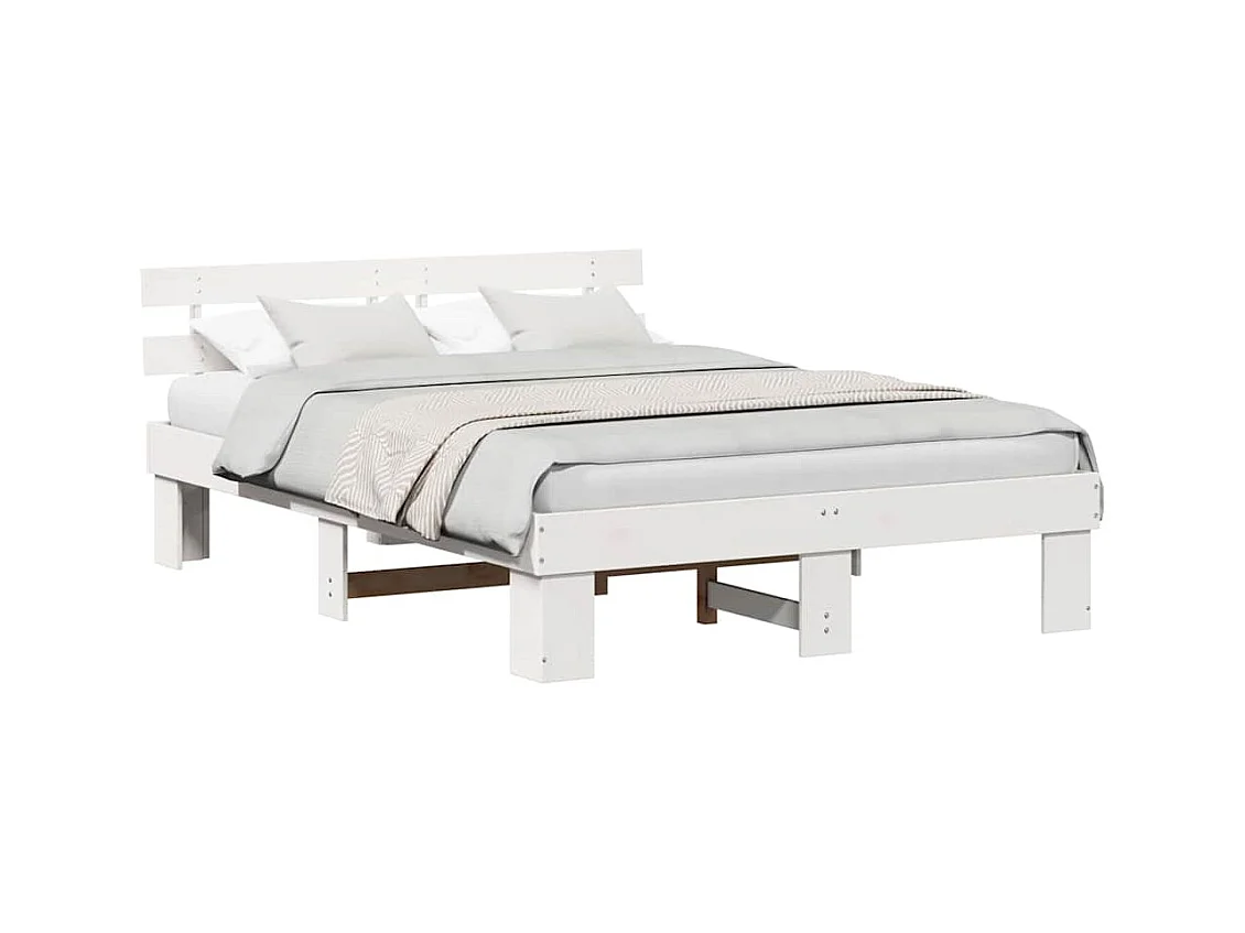 Bedframe met hoofdbord Wit 140 x 200 cm