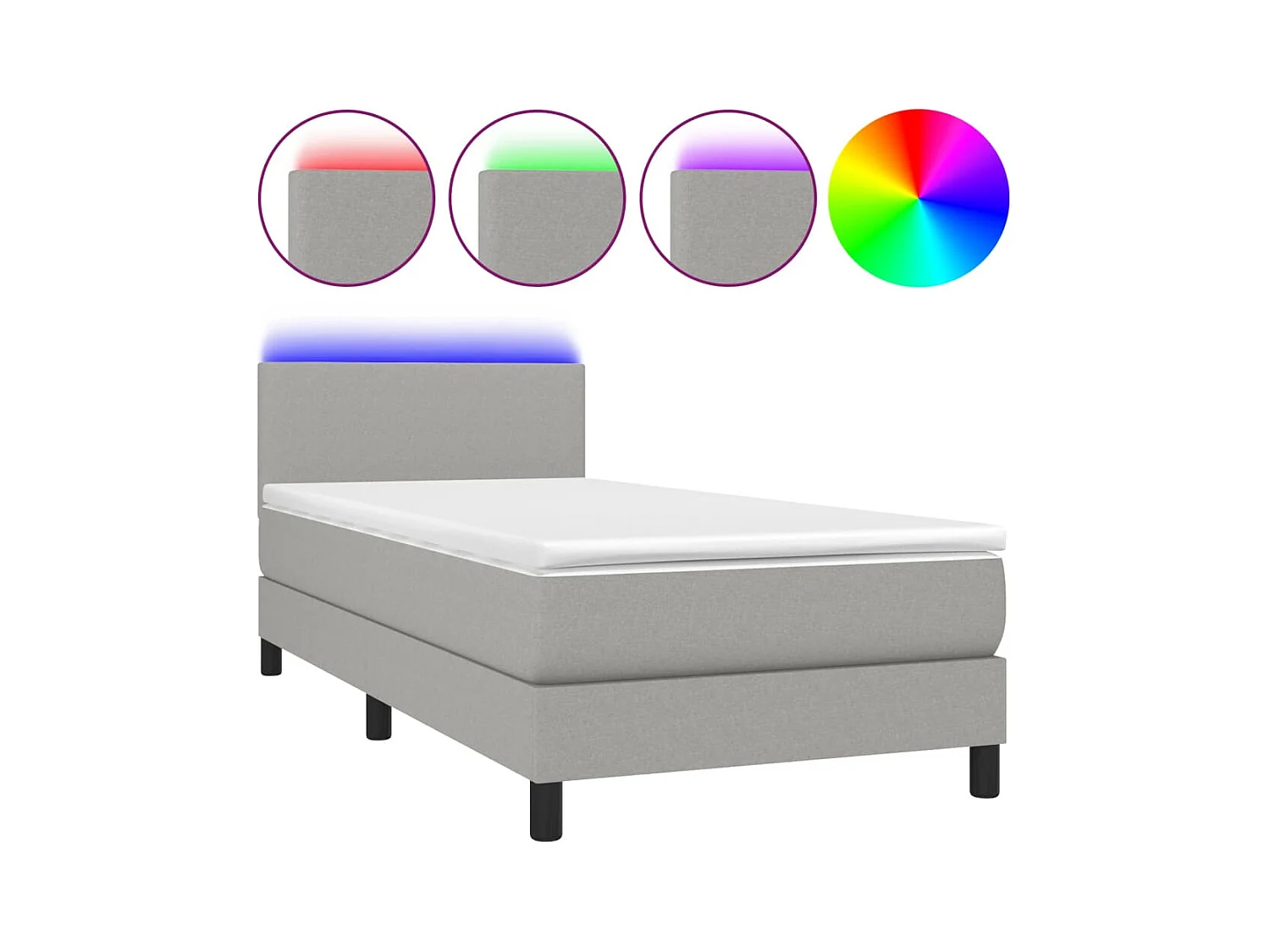 Lattenrost mit Matratze und LED Hellgrau 80x200cm