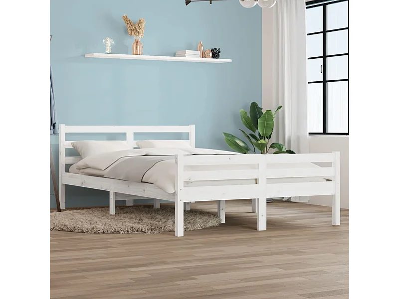Struttura letto senza materasso in legno massello bianco 140x200 cm