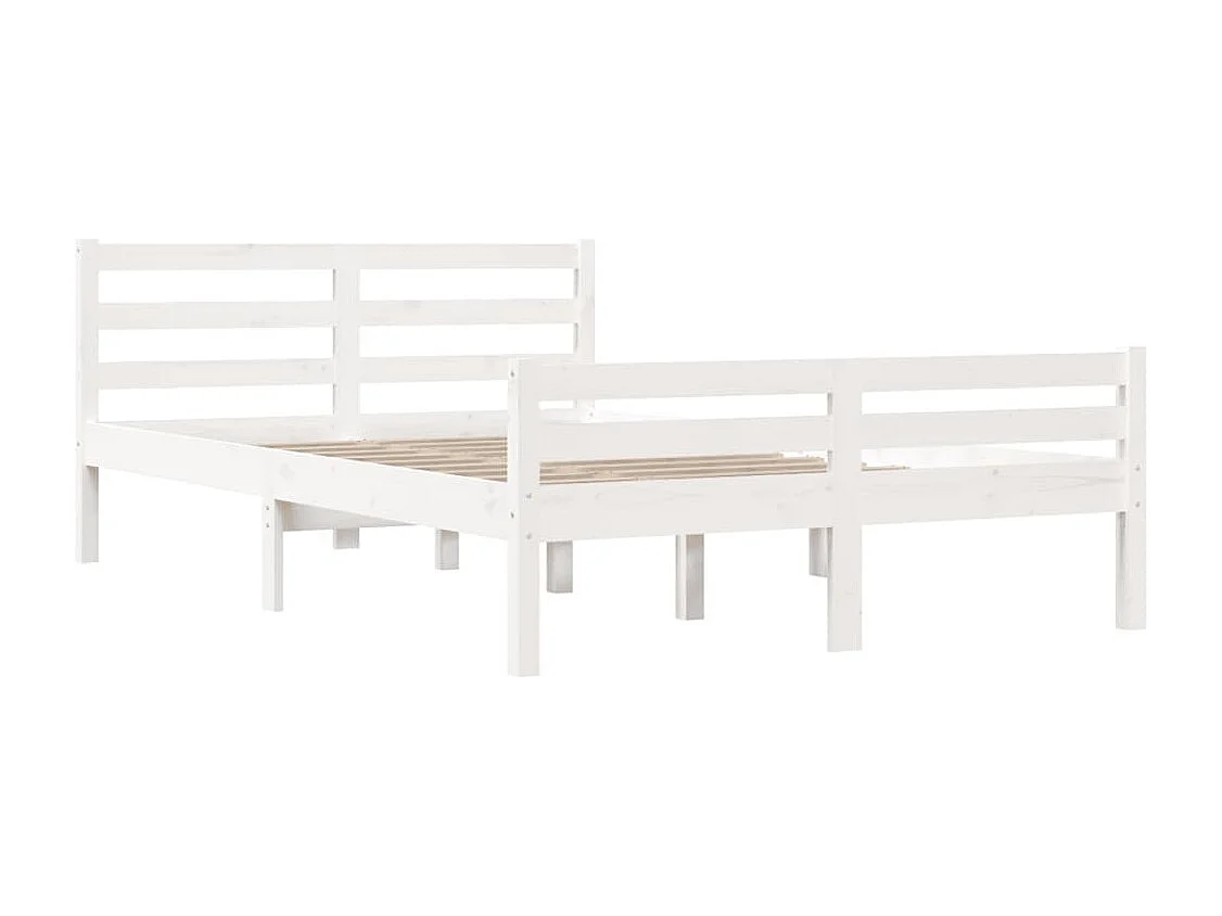 Cadre de lit sans matelas blanc bois massif 140x200 cm