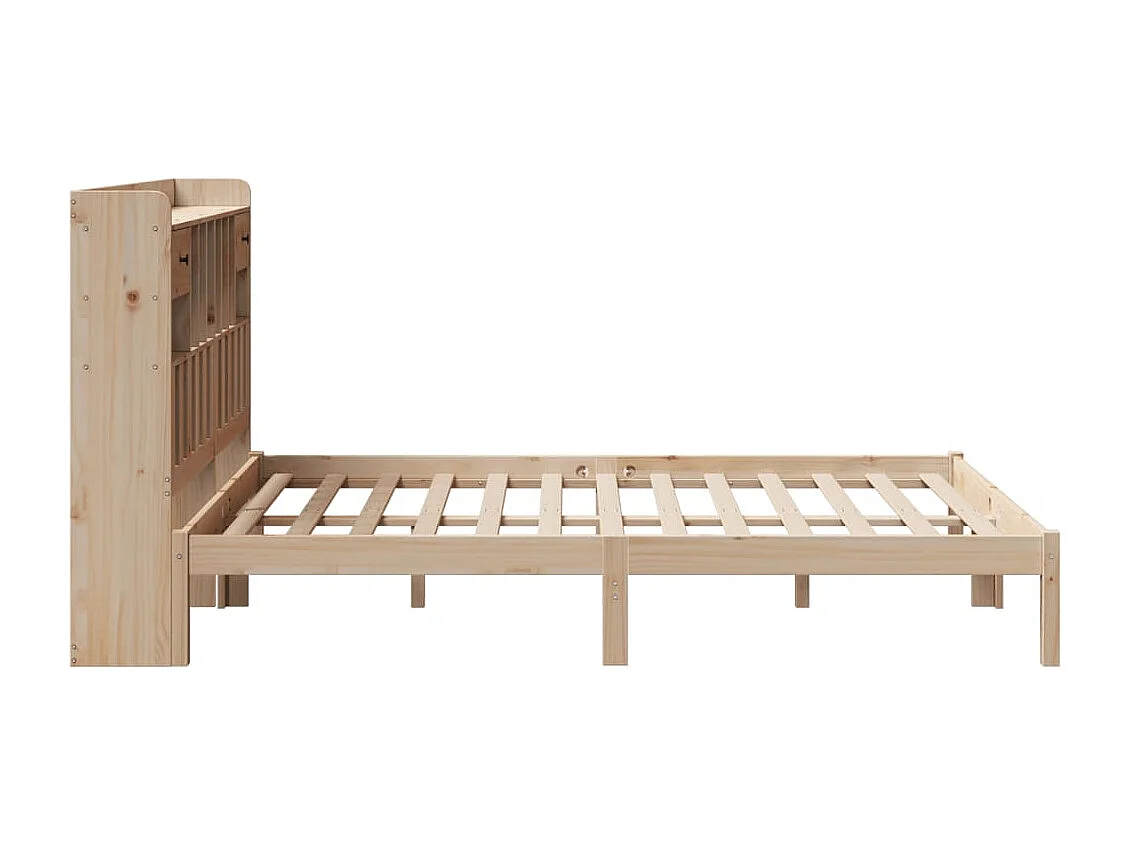 Lit bibliothèque sans matelas 160x200 cm bois massif de pin
