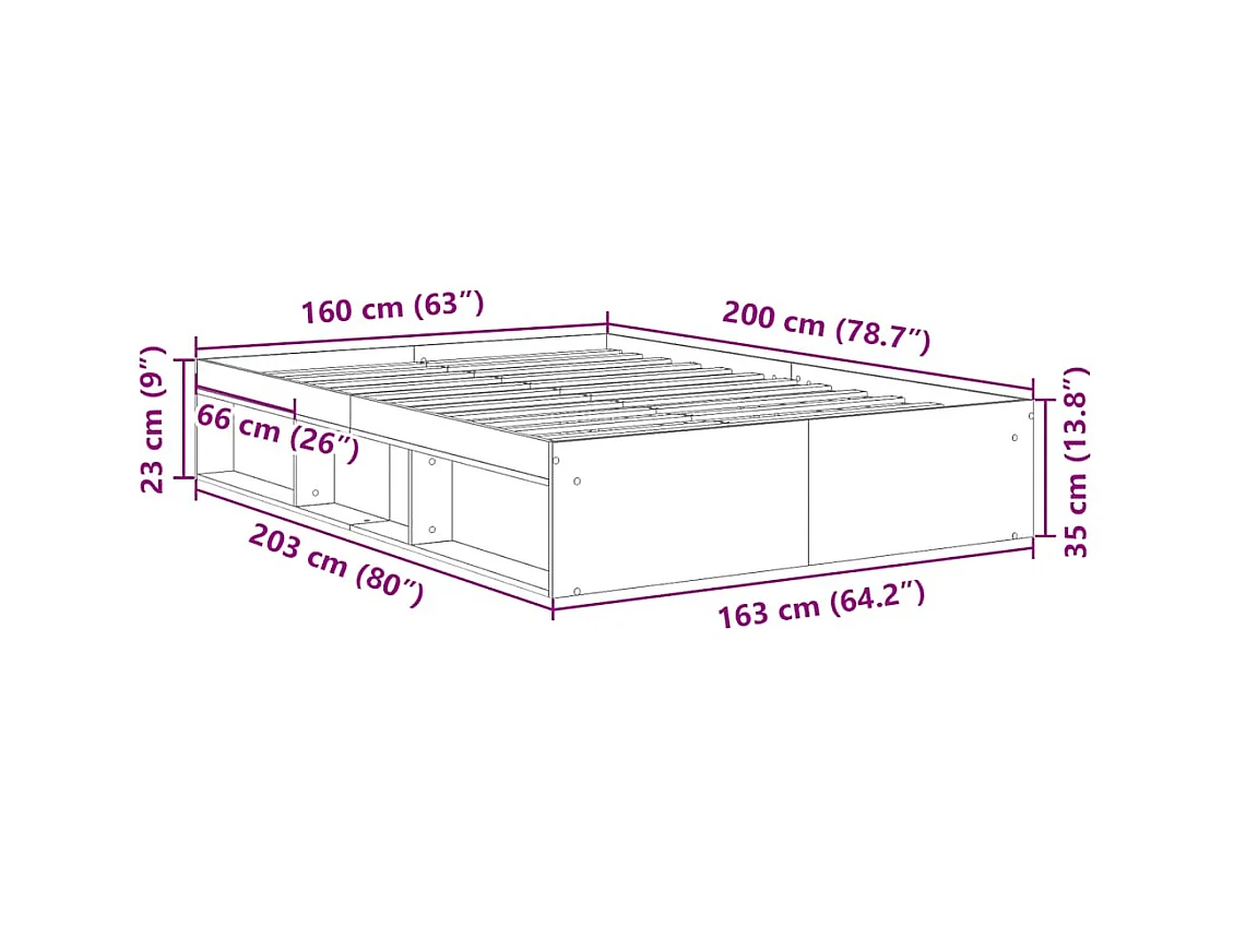 Bettgestell ohne Matratze Sonoma Eiche 160x200 cm
