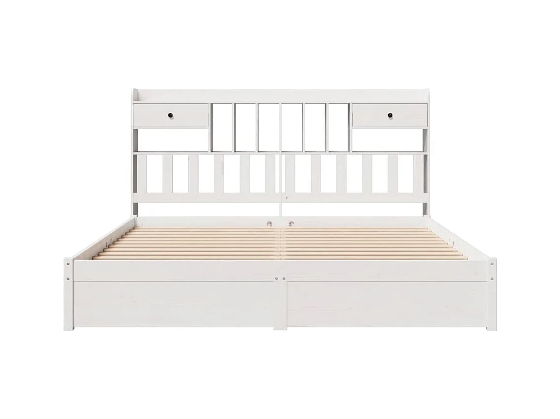 Cama librería blanca sin colchón 180x200 cm madera maciza de pino