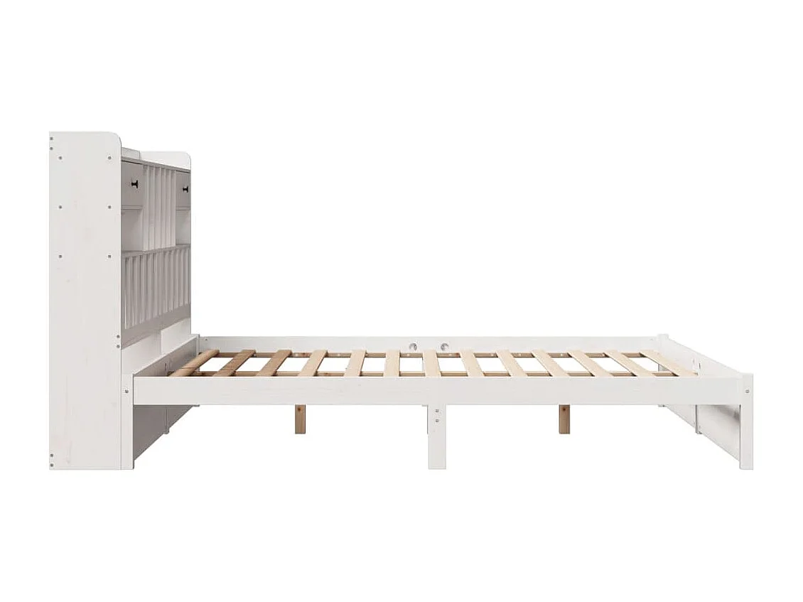 Cama librería blanca sin colchón 180x200 cm madera maciza de pino