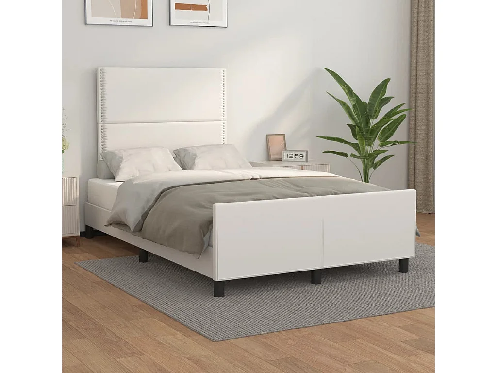 Cadre de lit sans matelas blanc 120x200 cm similicuir