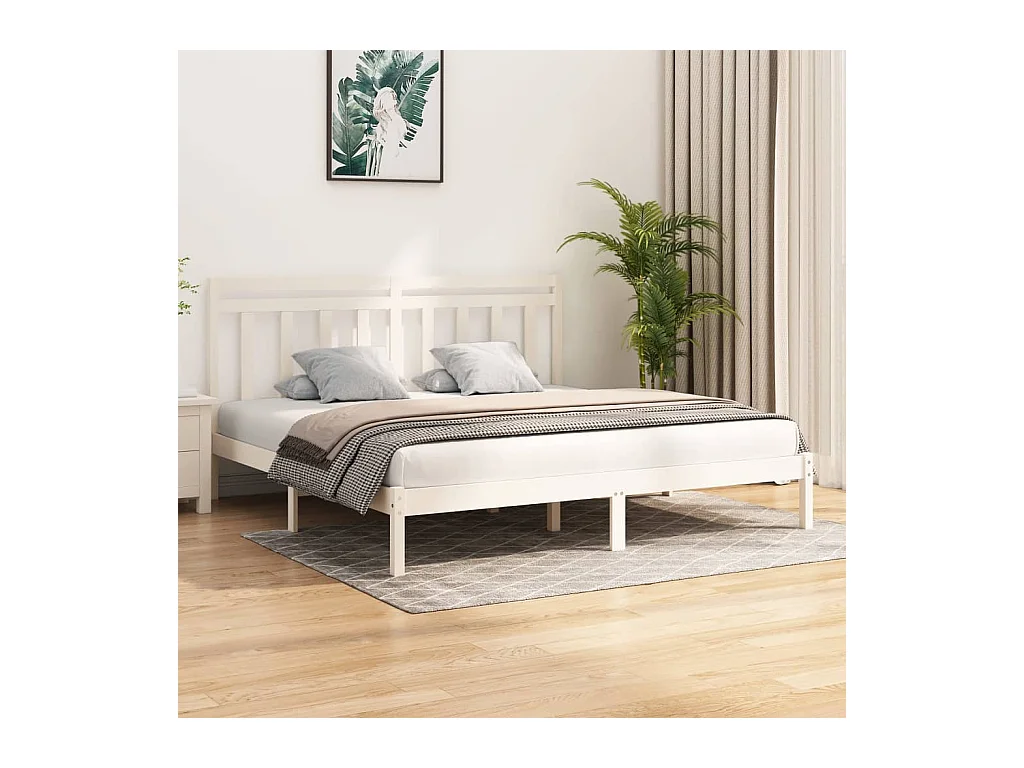 Bedframe zonder matras wit 200x200 cm massief hout