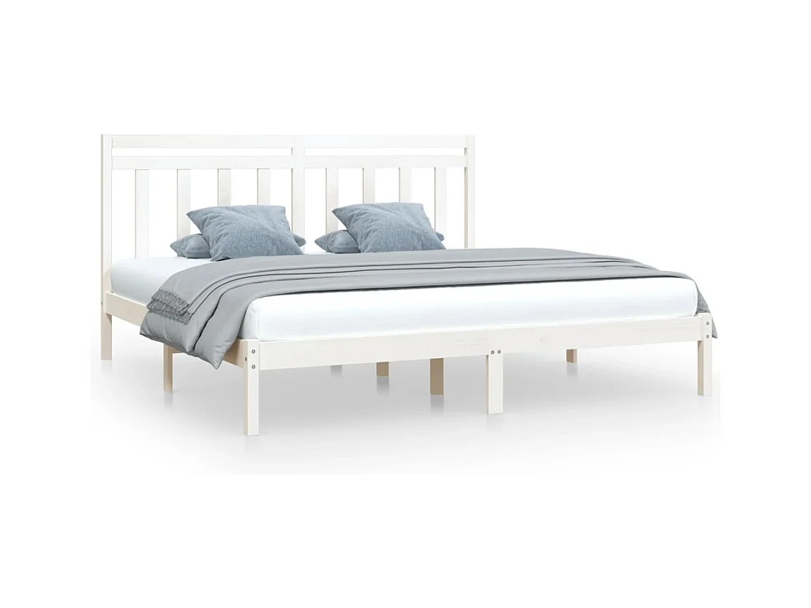 Bedframe zonder matras wit 200x200 cm massief hout