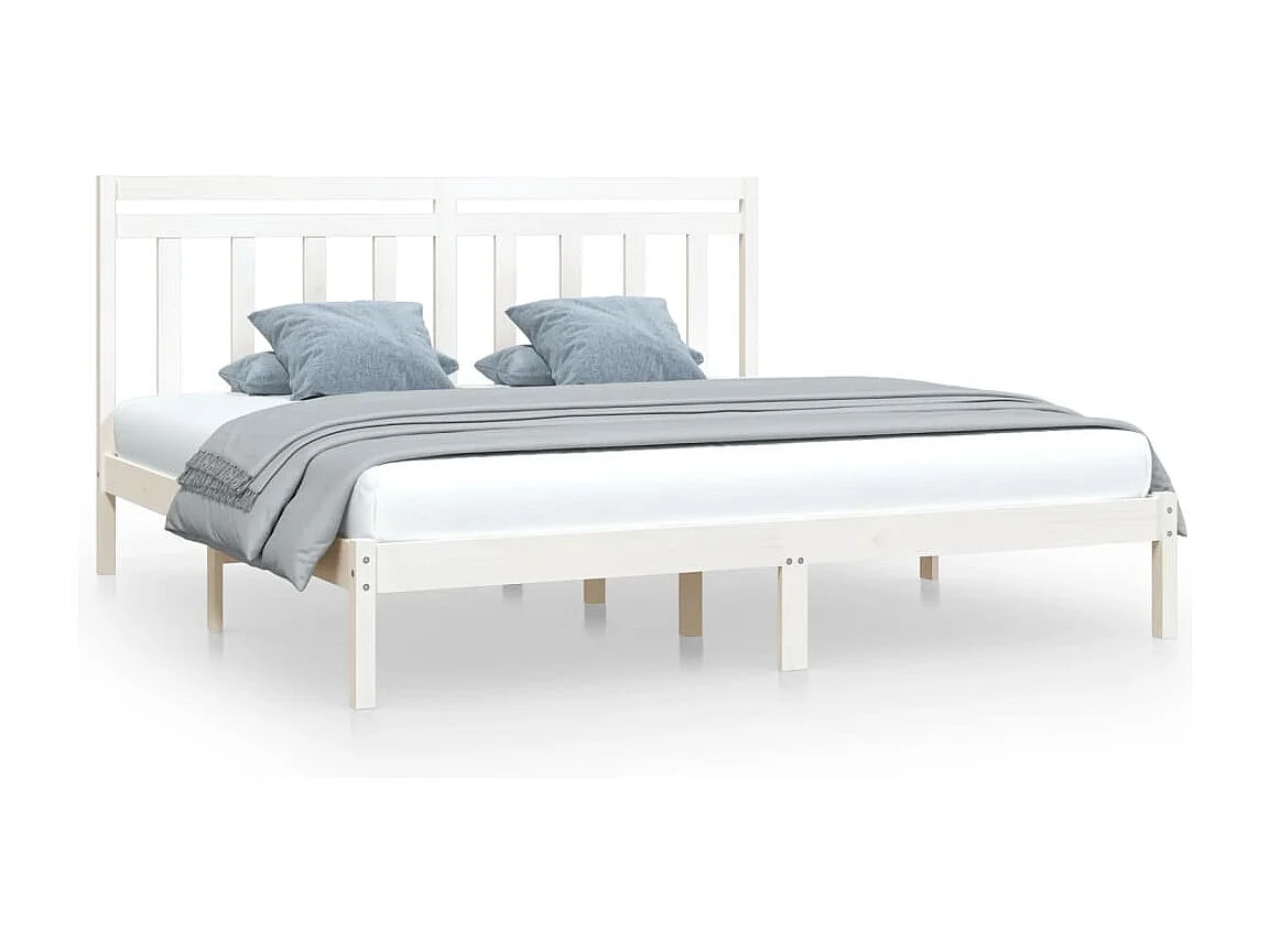 Bedframe zonder matras wit 200x200 cm massief hout