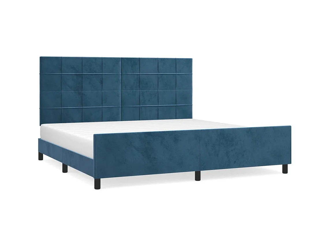 Struttura letto senza materasso blu scuro 200x200 cm velluto