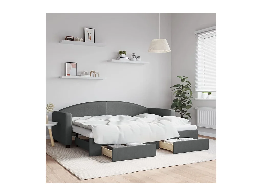 Divano letto con rotelle e cassetti senza materasso 80x200 cm