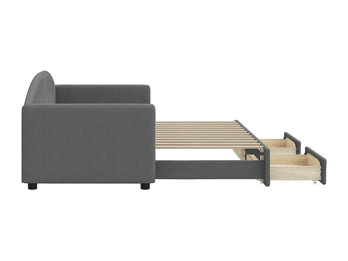 Lit de jour avec gigogne et tiroirs sans matelas 80x200 cm