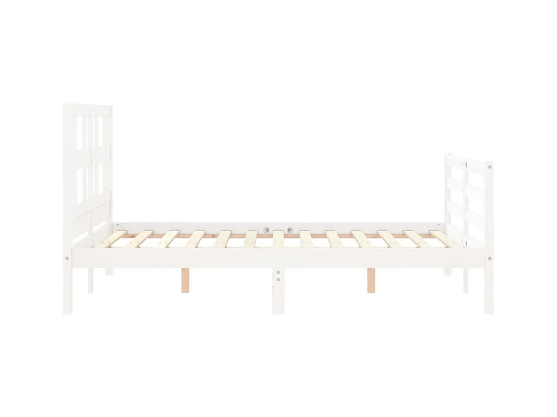 Cadre de lit sans matelas blanc 140x190 cm bois massif