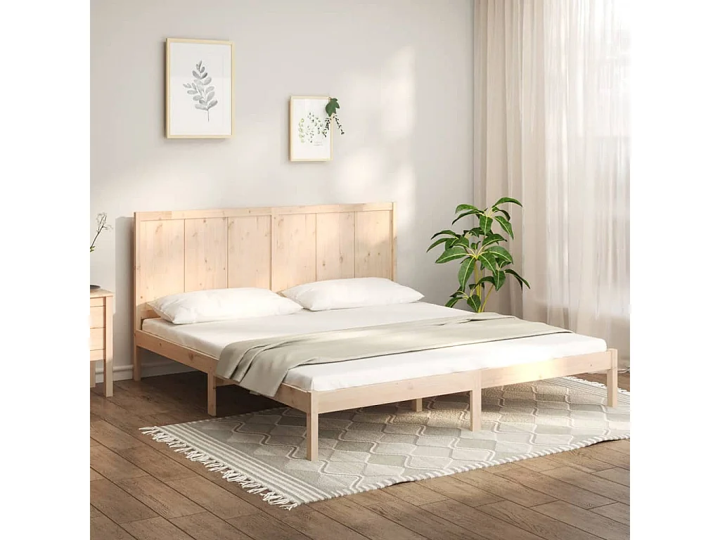 Struttura letto senza materasso 200x200 cm in legno massello di pino