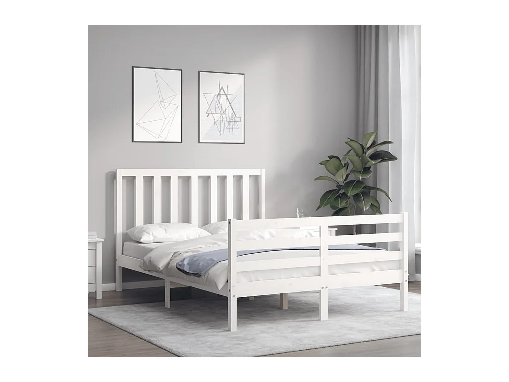 Bedframe zonder matras wit 140x200 cm massief grenenhout