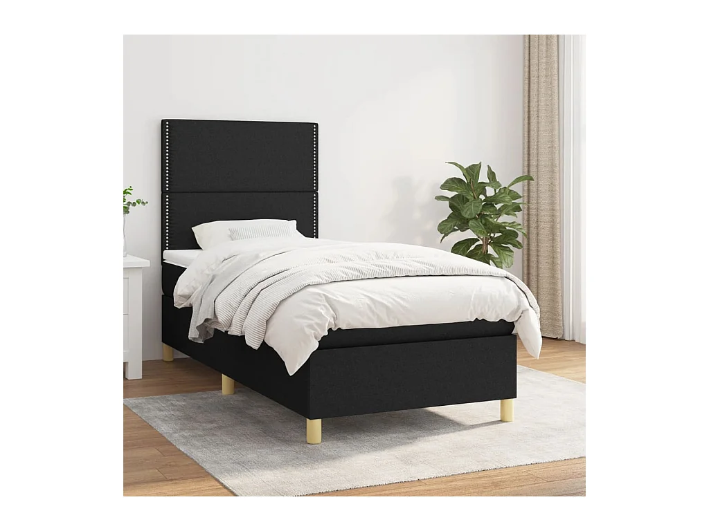 Lattenbodem en matras Zwart 80x200 cm Stof