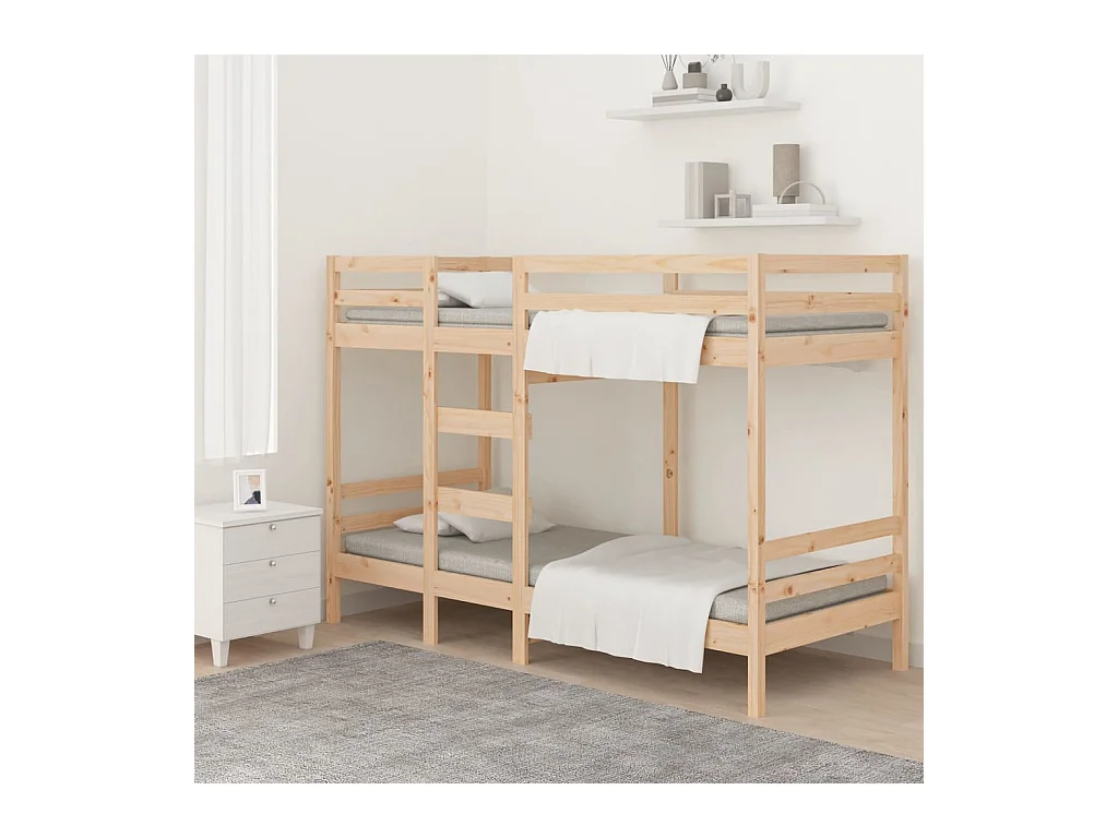 Letto a castello senza materasso 80x200 cm in legno massello di pino