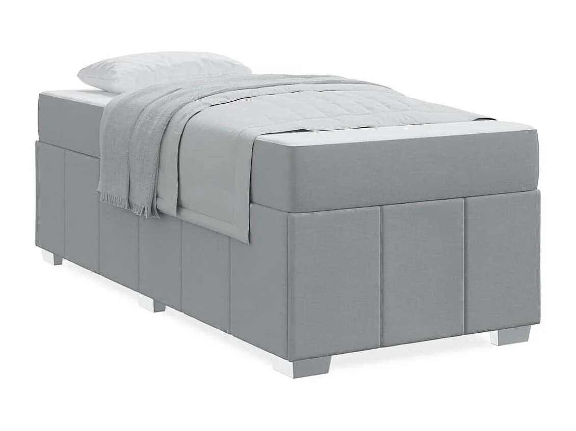 Cadre de lit avec matelas Gris clair 80 x 200 cm tissu